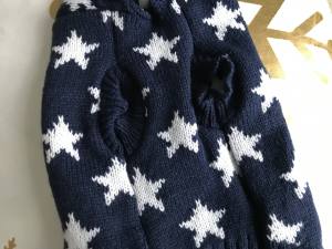 Kaputzen Hundepullover ,Strickpullover für Hunde BLAU STAR